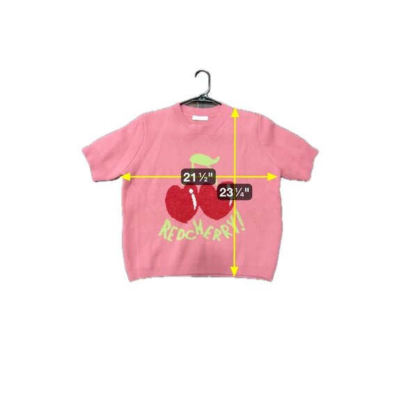 Lin Li Red Cherry Graphic Pink Sweater - Picture 7 of 10